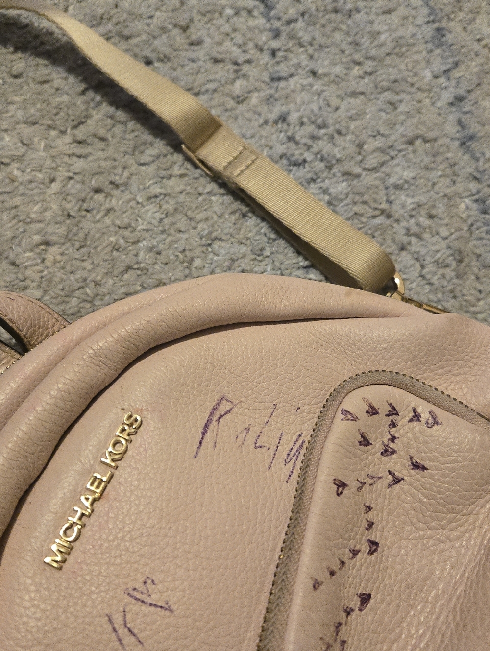 Michael Kors Abbey XS Pebble Leather Studded Sling Backpack - Blush Pink - Picture 3 of 12